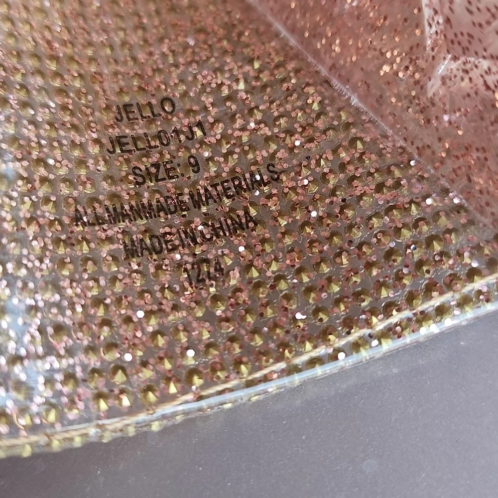 Madden Girl Jello Blush Bronze Glitter Stones Bling Jelly Slides Sandals 7 9 - Picture 6 of 16